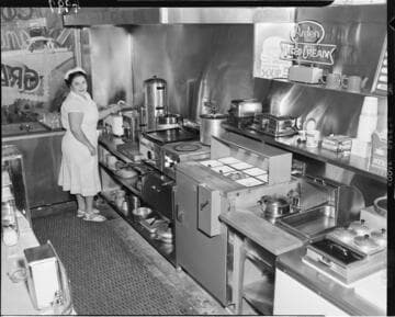 Lady chef in commercial kitchen