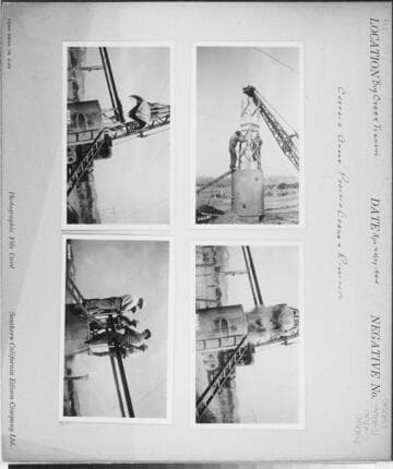 Big Creek Transmission Line - Tower construction Castaic Creek