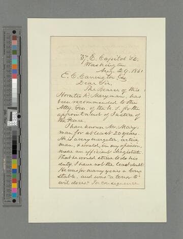 Benjamin Brown French, Washington, D.C., letter to E.C. Carrington