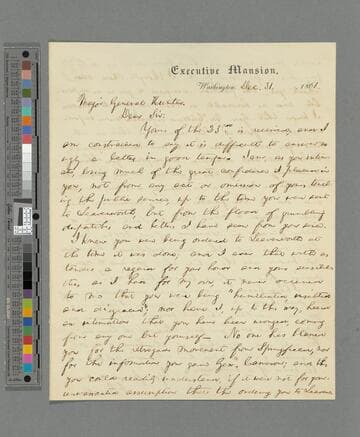 Abraham Lincoln, Washington, D.C., letter to David Hunter