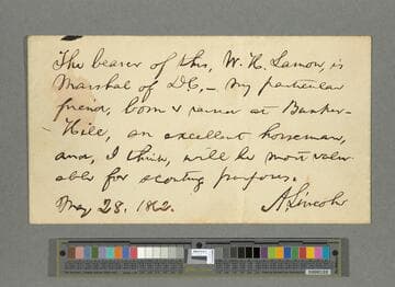 Abraham Lincoln recommendation of Ward Hill Lamon