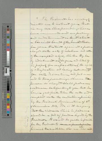 Attorney General's Office, Washington, D.C., draft of circular letter to District Attorneys