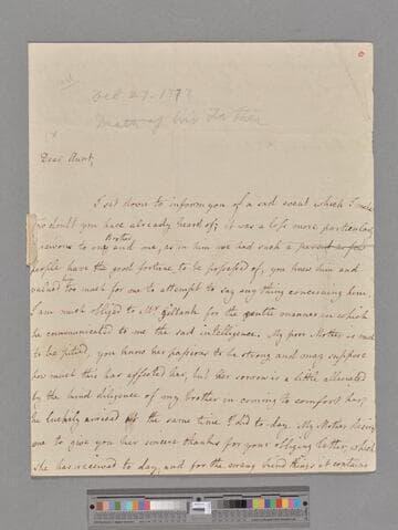 Montagu, Matthew, 4th Baron Rokeby. Letter to Elizabeth (Robinson) Montagu