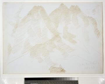 Mountain Landscape with Buildings in Foreground