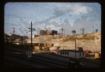 The new courthouse site from 1st and Hill Streets