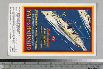 Postcard advertisement for steamship service to and from San Diego