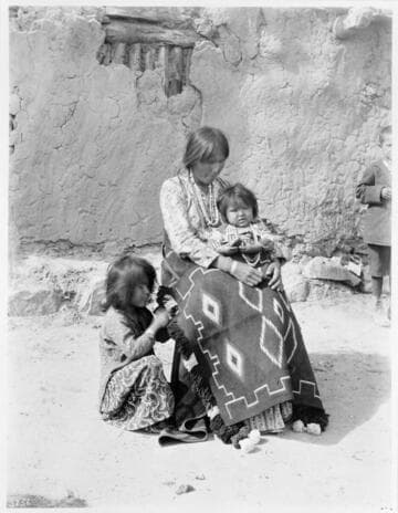 Navajo mother with children