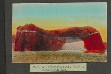 Zahn trip to San Juan placers in a Franklin car. Natural Amphitheater, Arizona, near Chin Lee