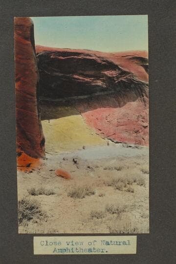 Zahn trip to San Juan placers in a Franklin car. Close view of Natural Amphitheater