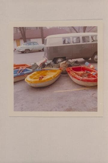 Sportyaks and gear unloaded from Belknap's Volkswagon.  Moab