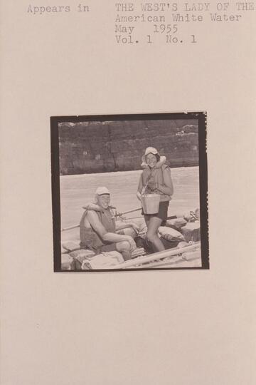 Elgin Pierce and Georgie White.  Paria Riffle prior to start of Grand Canyon traverse