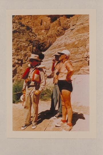 Watching the run of the prop boats: Jim Algar, Russ Haverick and Dock Marson; Paradise Canyon
