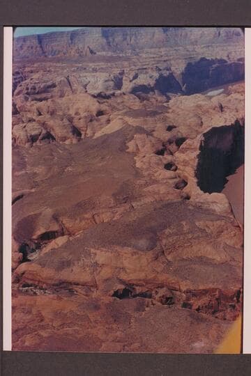 The mouth of Toh Dilth Ylth. Mouth of Aztec Creek and Cummings Mesa above. Approximate gauge: 30,000 cfs