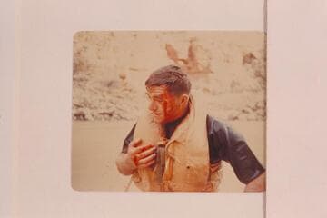 John Daggett after having been roughed by the boulder in President Harding Rapid