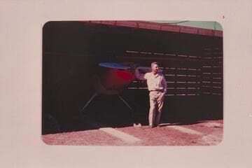 Norm Nevills at his hangar at Mexican Hat, Utah