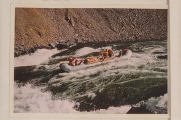 Jack Curry's Western River Expeditions boloney rig in the Hells Canyon of the Snake River--Squaw Creek. Rick Preston at the oars