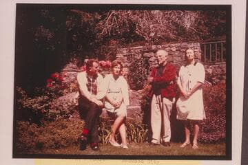 William J. Moore, Lois Moore, Dock Marston and Dorothy I. Aleson in Marston's garden; Berkeley