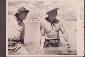 Taylor and Marston at Pierces Ferry; at end of run of Grand Canyon in "Esmeralda II"