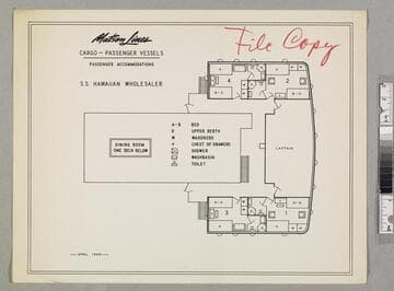 Cargo-passenger vessels, passenger accommodations : S. S. Hawaiian Wholesaler