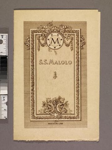 Luncheon menu on board the S. S. Malolo