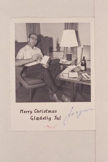 [Christmas card with manuscript notes on reverse]
