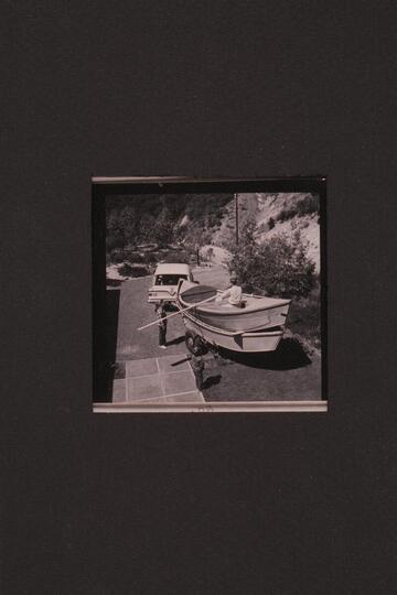 Martin Littons' dory type of skiff built in Oregon.  Shown nested in Reilly's hull