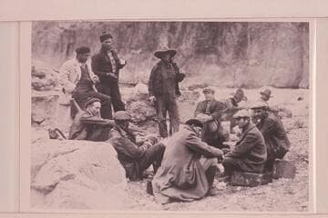 Pathe-Bray crew at Granite Falls. Seated at left is Denver Brandon. John Boles is seated at rear and center