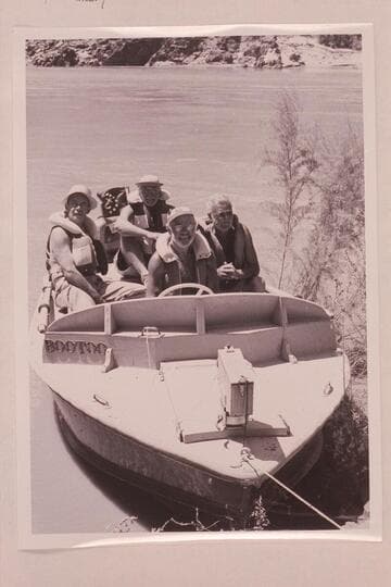 "Bootoo" and its crew at Separation Canyon: Richey, Masland, Marston and Eisaman