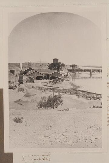 Shops of the Colorado Steam Navigation Company at Yuma.  The steamer "GILA" at the bank