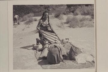 Freda Walbrecht at camp at Diamond Creek