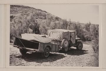 Jeep and boats used by Don S. Wimpress, Jack Wimpress, Walter Prevost and C. S. Wimpres. The latter handled the Jeep