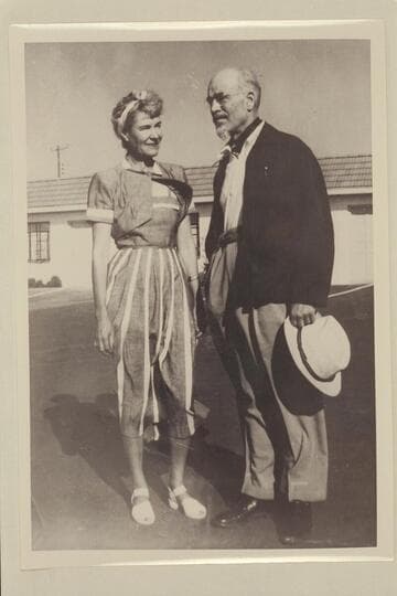 Margaret and Dock Marston after the 1948 run through Grand Canyon. Boulder City, Nevada