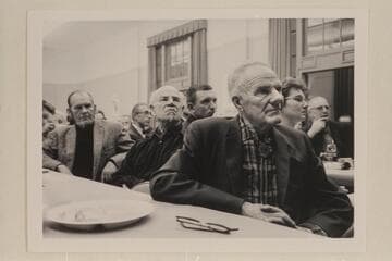 Jim Jordan, Dock Marston, Elwyn Blake and Ed Hudson at far right; Emery Kolb's birthday party at the Grand Canyon