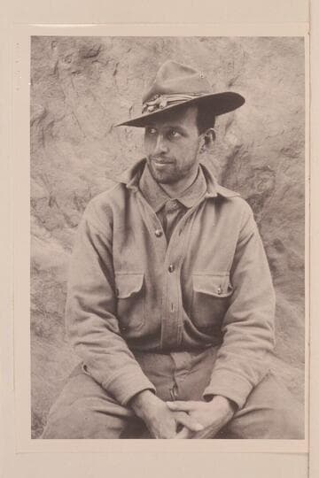 Sgt. Vern T. Herrick, U.S.A. radio operator, Pathe-Bray party; Dark Canyon-Cataract Canyon