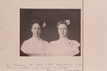 Mary and Annie Goodman.  Daughters of Frank V. Goodman.  Photo July 4 at Vernal.  Annie Goodman married E. G. Evans.  "On January 15, 1907, the blacksheep married Annie Goodman and it was no mistake." (J. F. Evans family history)