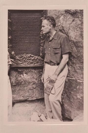 Barry Goldwater at the dedication of the Nevills plaque. Marble Canyon