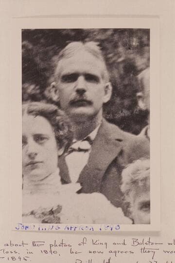 John King. "In questioning him about the photos of King and Bolster which he had said were taken in Massachusetts in 1890, he now agrees they were probably taken in Denver about 1895." (Reilly letter, 1961, June 27)
