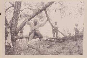 Lodell Matthews cheers on the crew in preparing for Grand Canyon cruise.  Lees Ferry