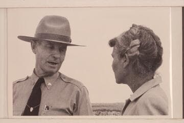 Bert Lauzon talking with Margaret Marston at South Rim