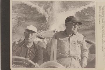 Dock Marston and Ed Ralph on Lake Mead after cruising into the lower end of Grand Canyon on Disney Reconnaissance