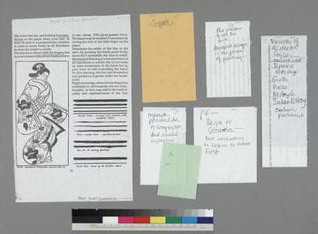 Five scraps of manuscript notes, written by Diana Korzenik