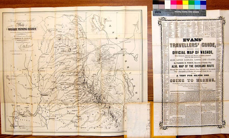 Unfolded map of mines, 1859-1861.