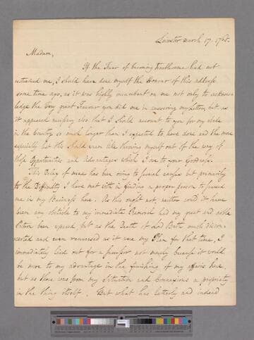 Pulteney, Richard. Letter to Elizabeth (Robinson) Montagu