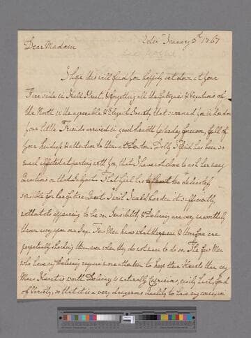 Gregory, John. Letter to Elizabeth (Robinson) Montagu