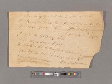 Requisition for supplies and paper by William Amos via John