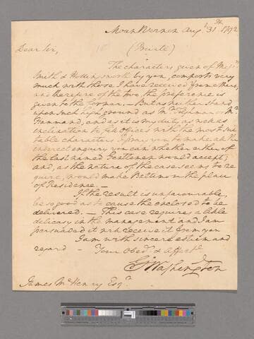 Letter from George Washington, Mount Vernon, to James McHenry