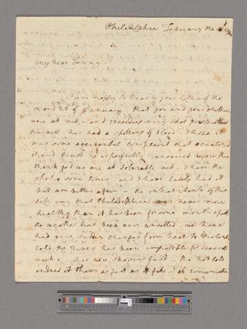 Letter from Martha Washington, Philadelphia, to Frances Washington