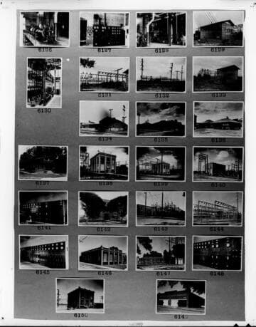 Multiple-image copy film negative with images of Mount Whitney Power Co. facilities and substations: #02-06126 to #02-06150
