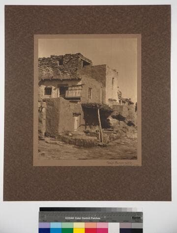 Walpi Street Scene. Note weaver's loom on roof