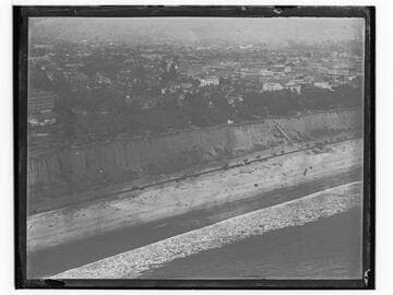 Aerial view of Santa Monica beach and bluff, Santa Monica, California